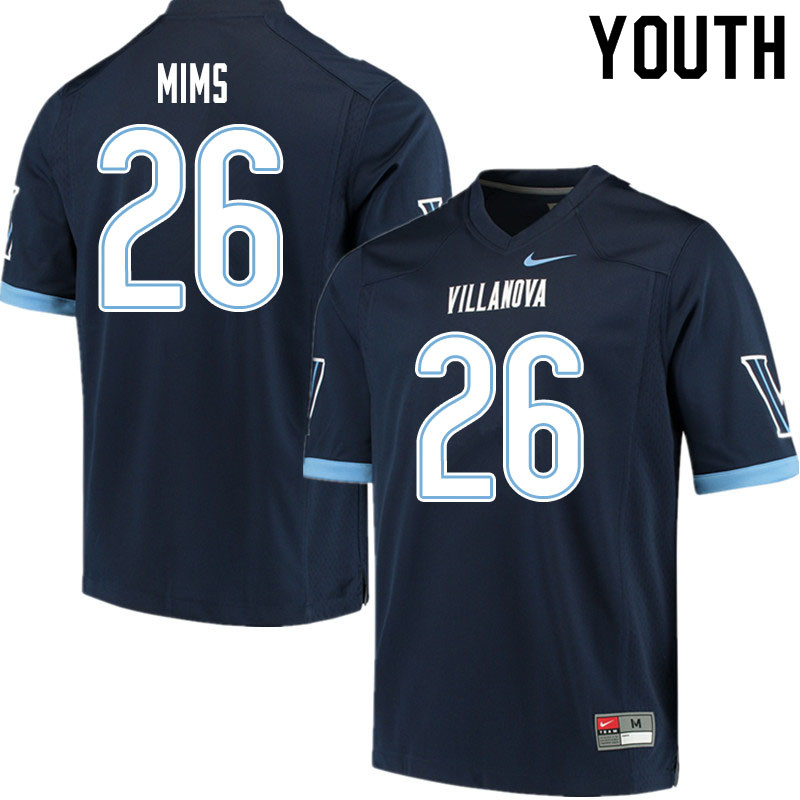 Youth #26 Tyrell Mims Villanova Wildcats College Football Jerseys Sale-Navy